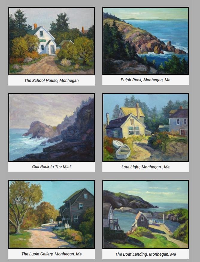 The School House · Pulpit Rock · Gull Rock In The Mist · Late Light · The Lupin Gallery · The Boat Landing
